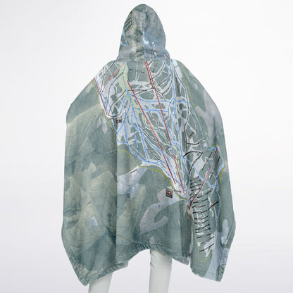 Aspen Mountain, Colorado Ski Resort Map Flannel Blanket Poncho