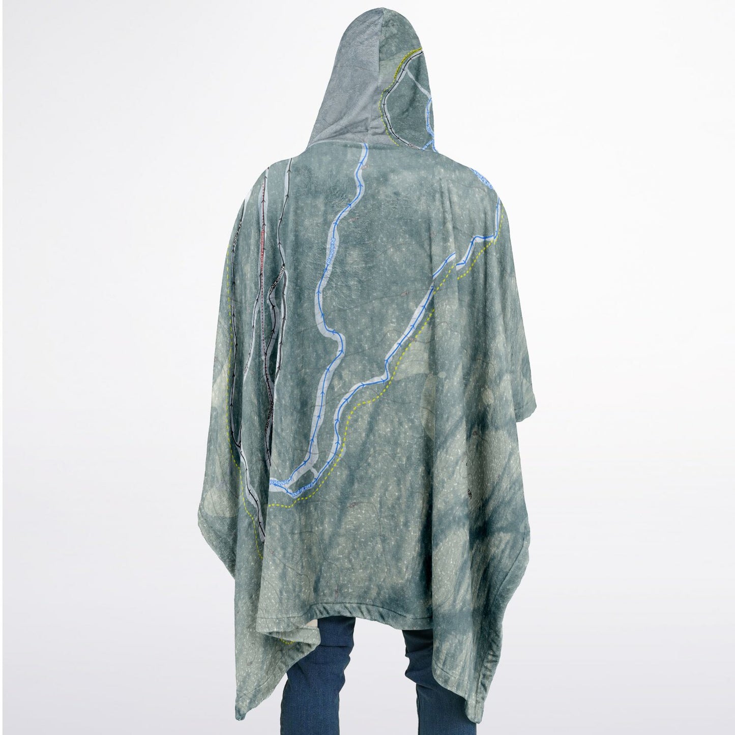 Big Moose Mountain, Maine Ski Resort Map Flannel Blanket Poncho