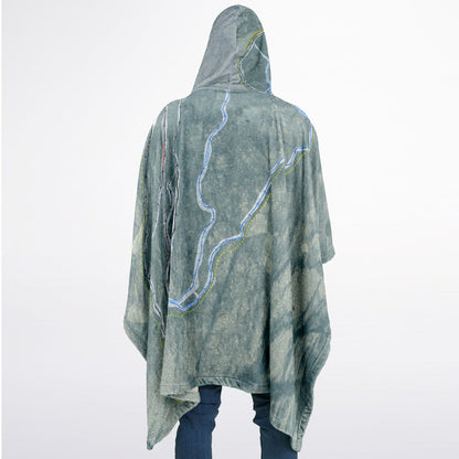 Big Moose Mountain, Maine Ski Resort Map Flannel Blanket Poncho