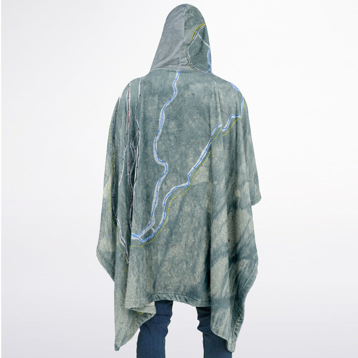 Big Moose Mountain, Maine Ski Resort Map Flannel Blanket Poncho