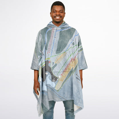 Willard Mountain, New York Ski Resort Map Flannel Blanket Poncho