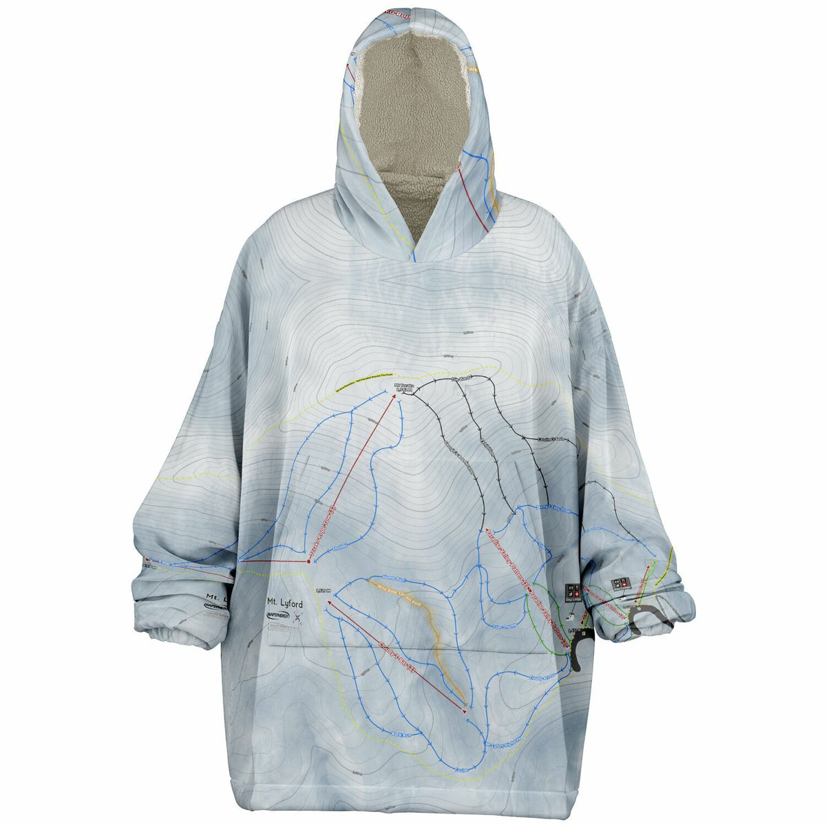 Mt Lyford, New Zealand Ski Trail Map - Snug Hoodie