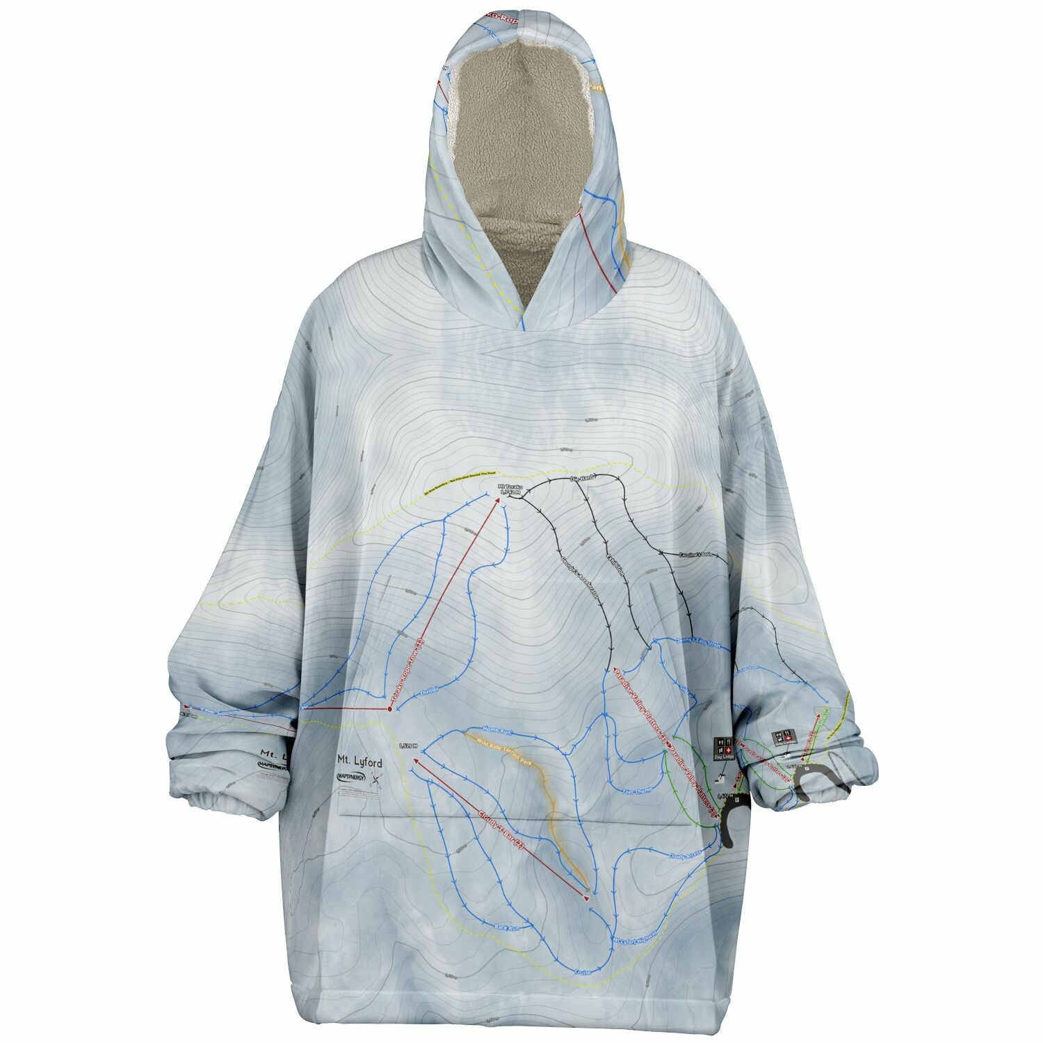 Mt Lyford, New Zealand Ski Trail Map - Snug Hoodie