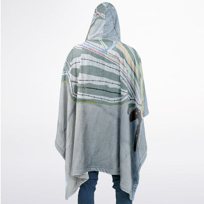 Hunt Hollow, New York Ski Resort Map Flannel Blanket Poncho