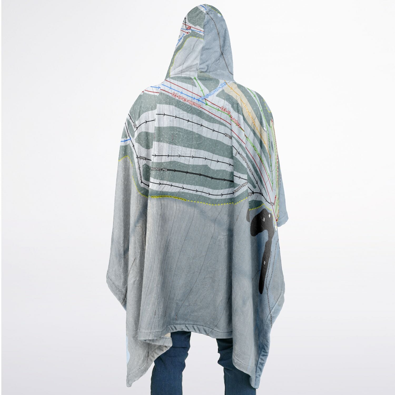 Hunt Hollow, New York Ski Resort Map Flannel Blanket Poncho