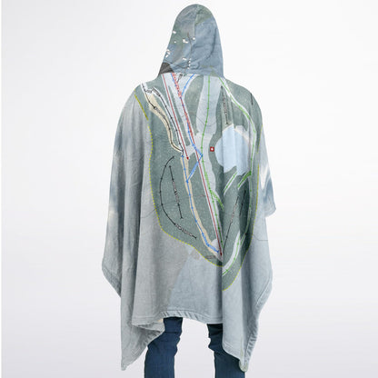 Woods Valley, New York Ski Resort Map Flannel Blanket Poncho