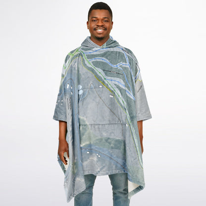 Swain, New York Ski Resort Map Flannel Blanket Poncho
