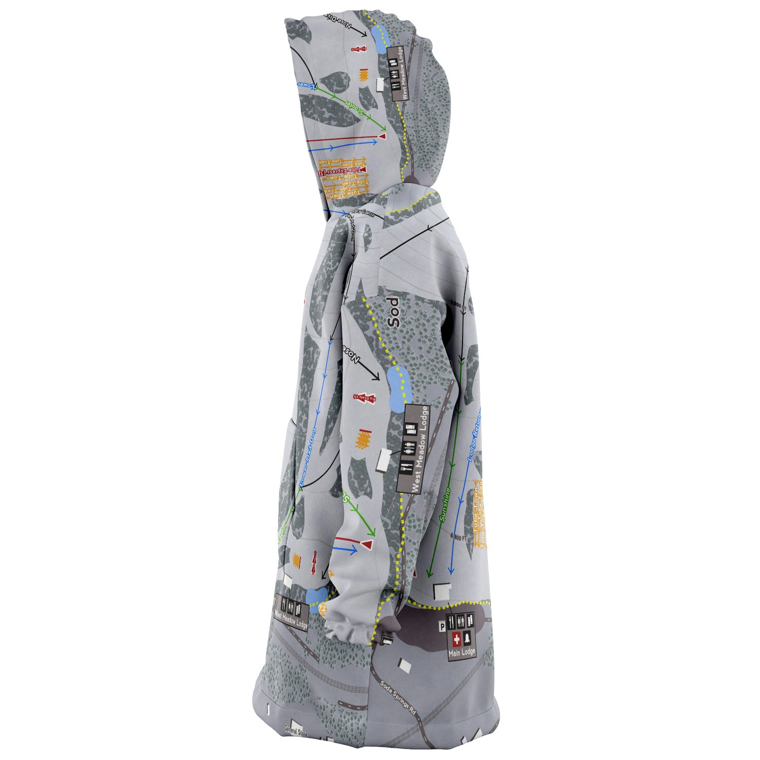 Soda Springs, California Ski Trail Map - Snug Hoodie - Powderaddicts