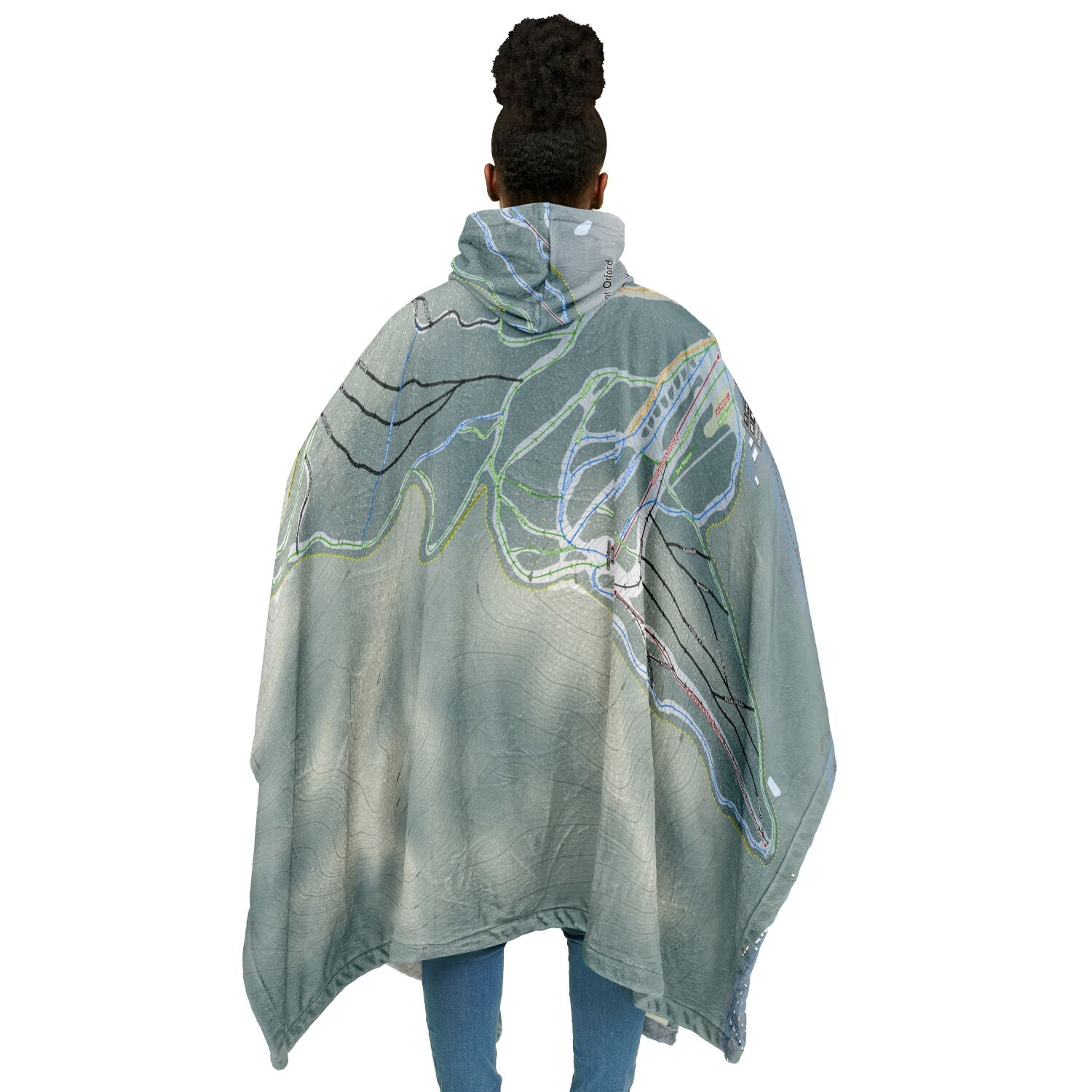 Mont Orford, Quebec Ski Resort Map Flannel Blanket Poncho