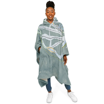 Maverick Mountain, Montana Ski Resort Map Flannel Blanket Poncho