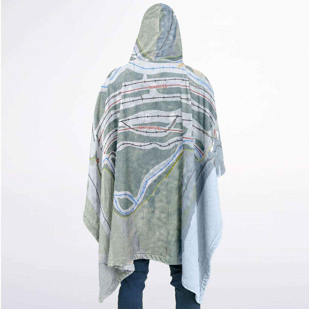 Big Boulder, Pennsylvania Ski Resort Map Flannel Blanket Poncho