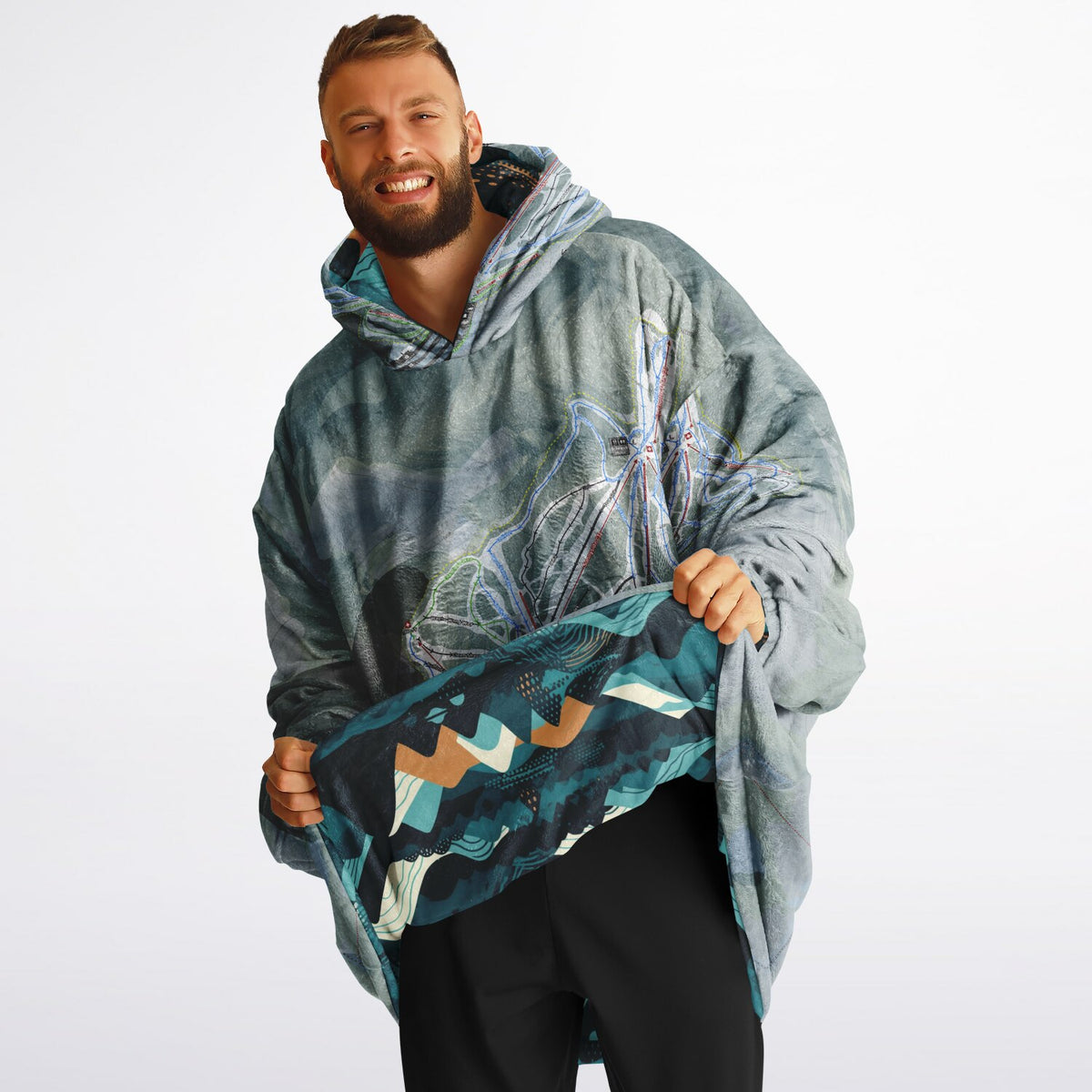 Waterville Valley, New Hampshire Ski Resort Map Reversible Snug Hoodie