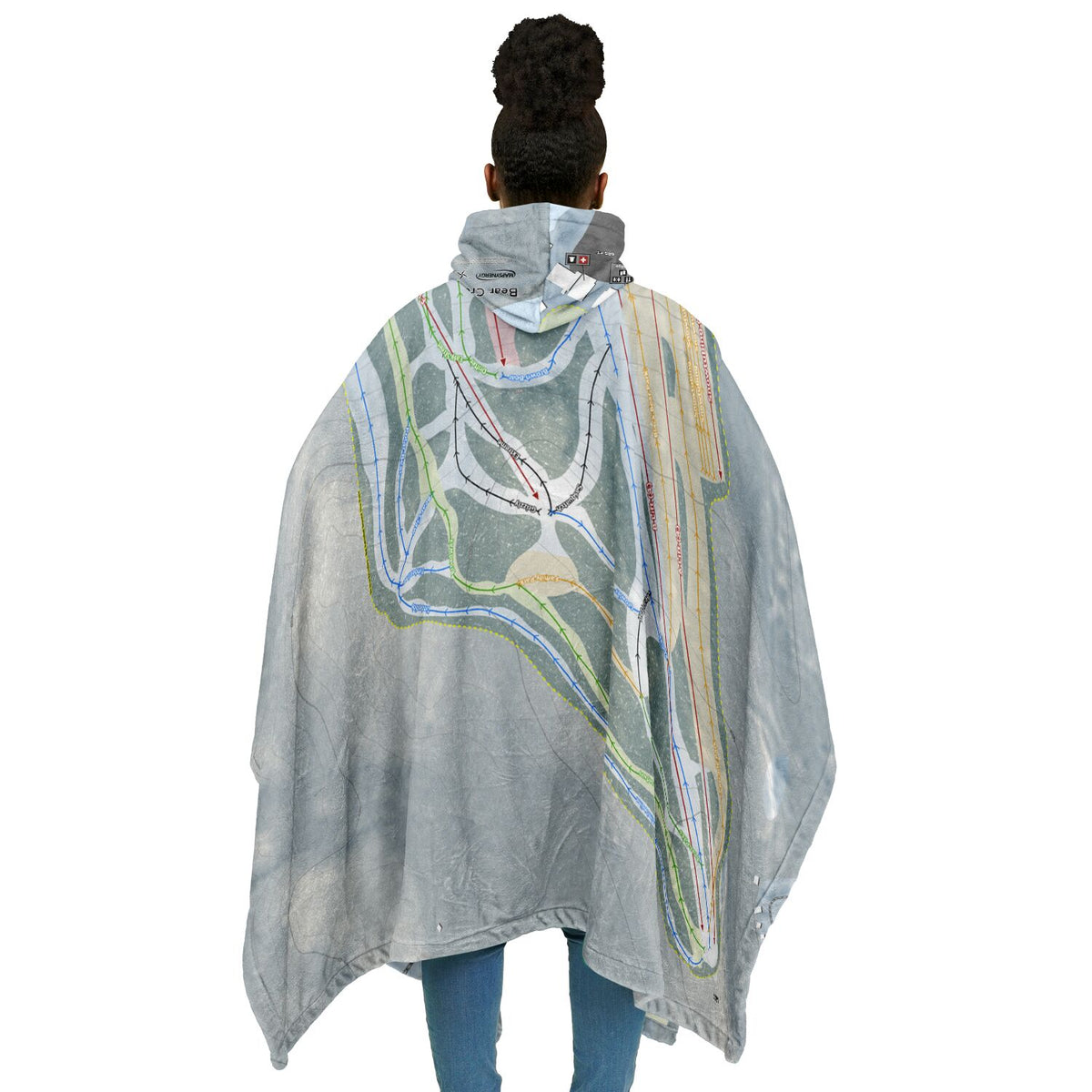 Bear Creek, Pennsylvania Ski Resort Map Flannel Blanket Poncho