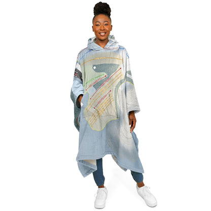 Hanson Hills, Michigan Ski Resort Map Flannel Blanket Poncho