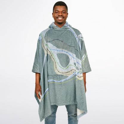 Phoenix Mountain, British Columbia Ski Resort Map Flannel Blanket Poncho