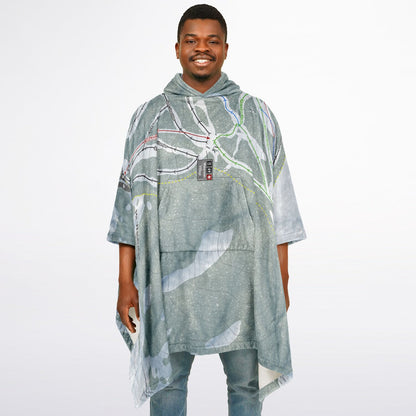 Mt Waterman, California Ski Resort Map Flannel Blanket Poncho