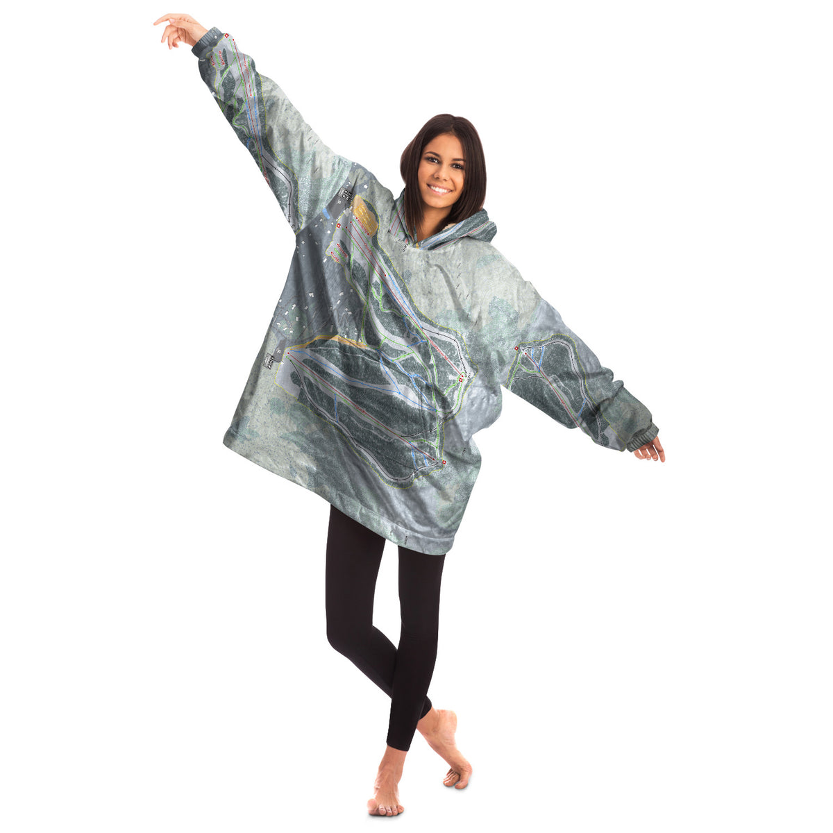 West Mountain, New York Ski Trail Map Snug Hoodie