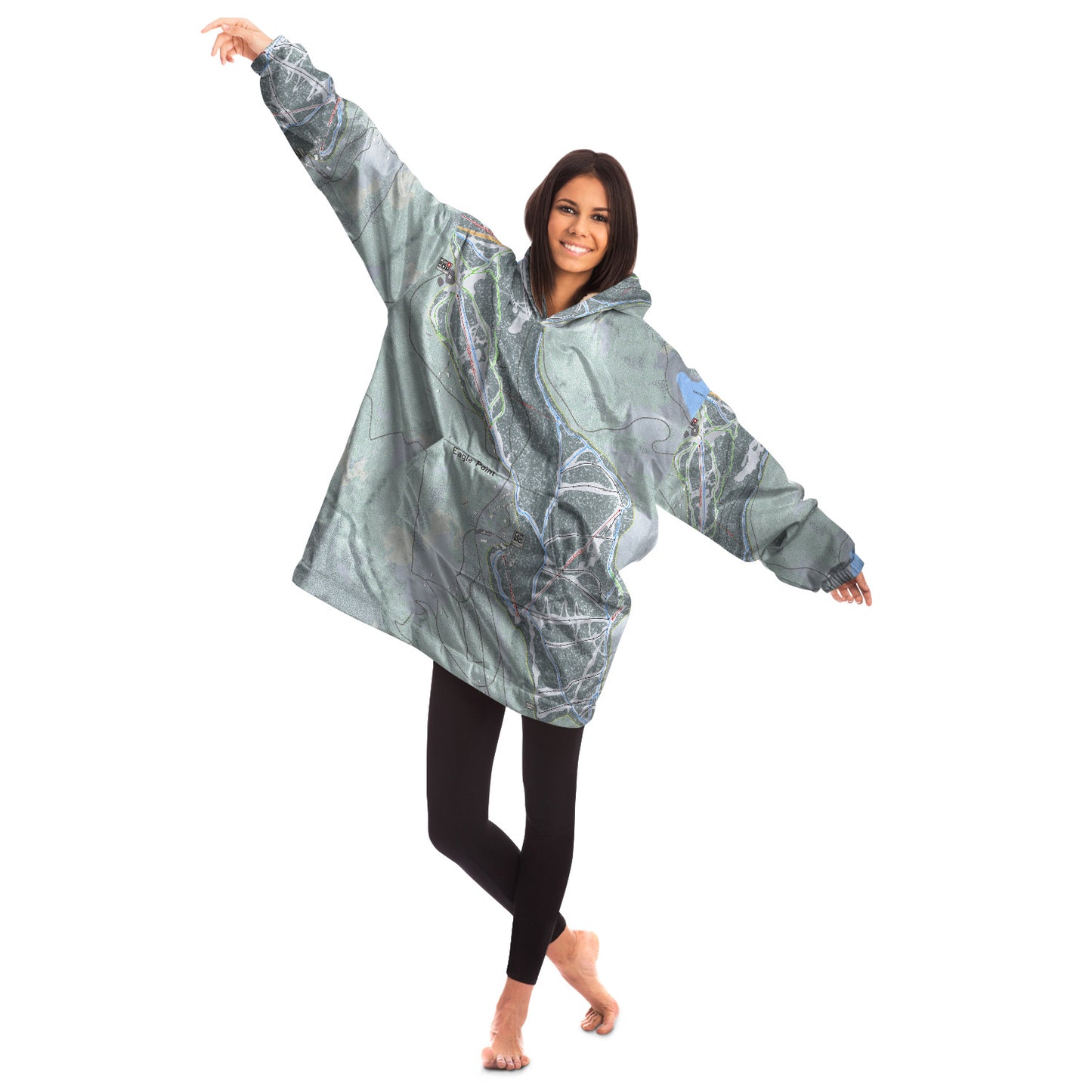 Eagle Point, Utah Ski Trail Map - Snug Hoodie - Powderaddicts