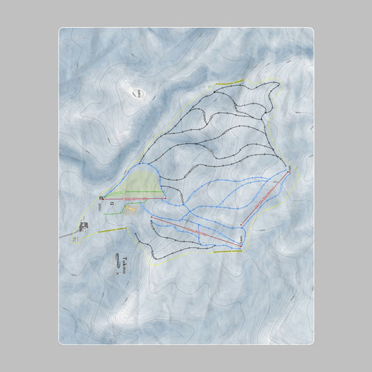 Tukino, New Zealand Ski Resort Map Printed Beach Towel