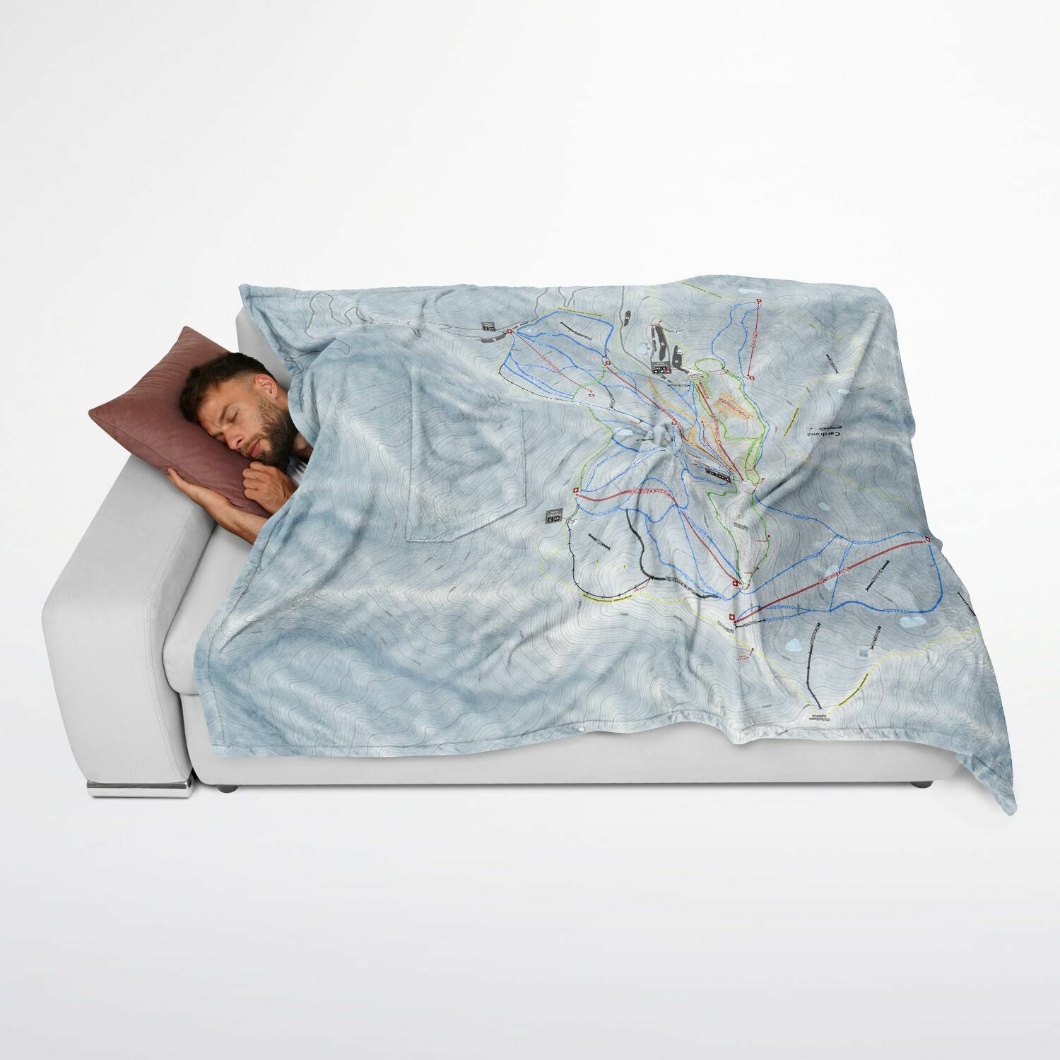 Cardrona, New Zealand Ski Resort Map Flannel Blanket Poncho - Powderaddicts