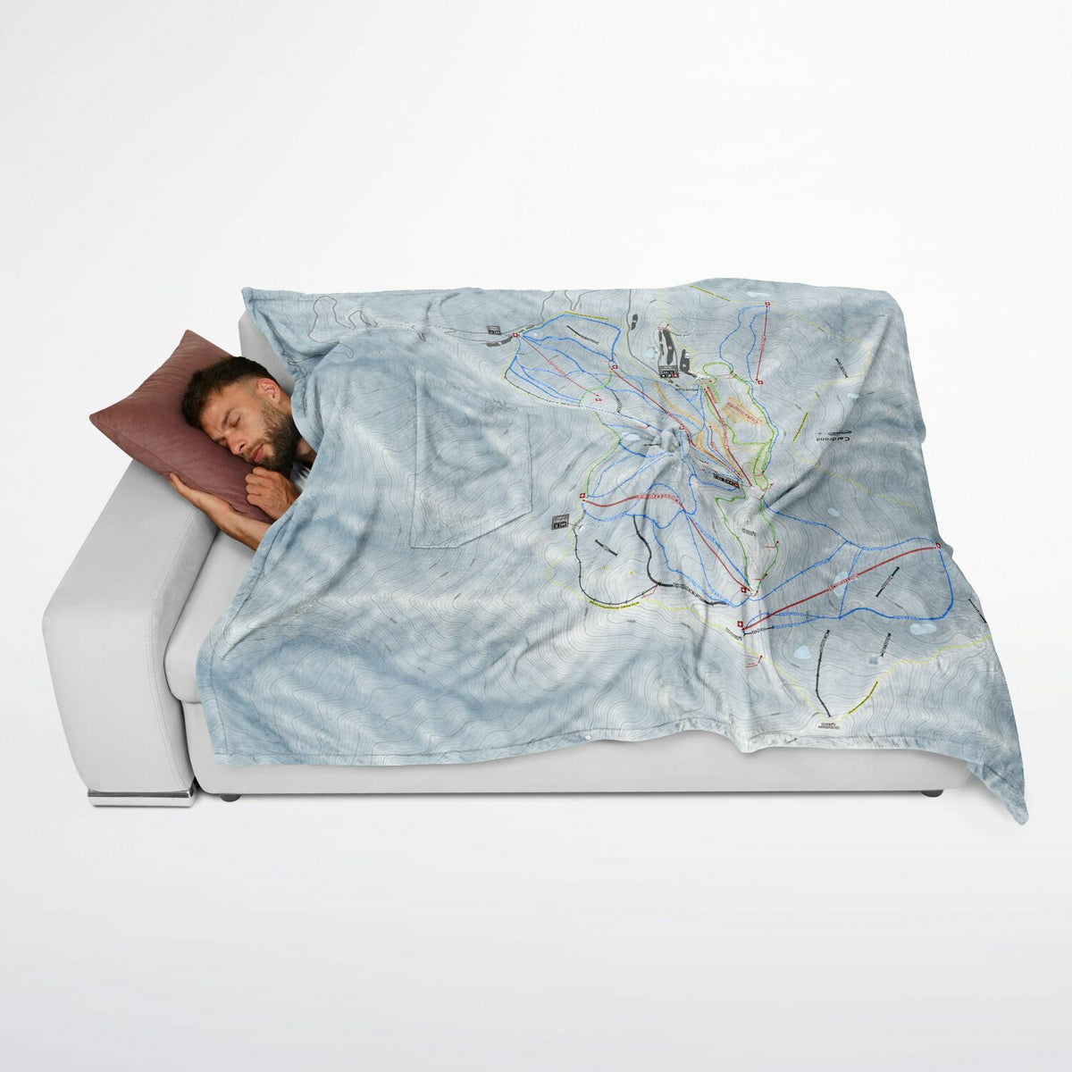 Cardrona, New Zealand Ski Resort Map Flannel Blanket Poncho