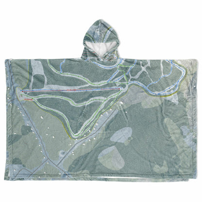 Mt Abram, Maine Ski Resort Map Flannel Blanket Poncho