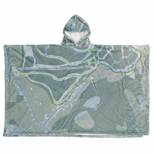 Mt Abram, Maine Ski Resort Map Flannel Blanket Poncho
