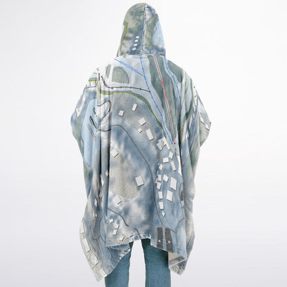 The Homestead, Michigan Ski Resort Map Flannel Blanket Poncho