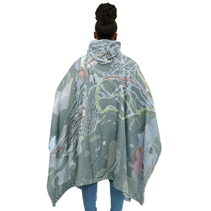 Mt Washington, British Columbia Ski Resort Map Flannel Blanket Poncho