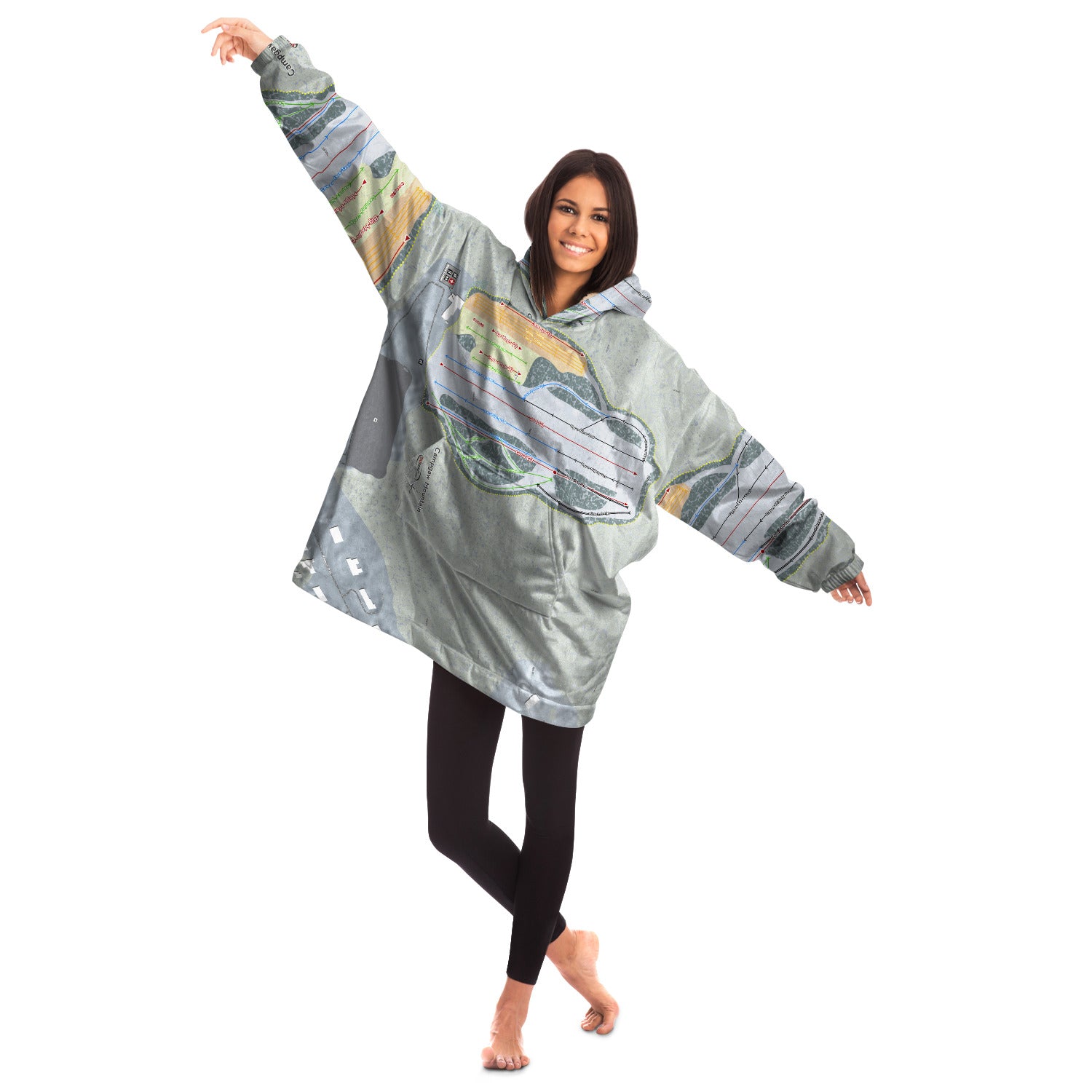 Campgaw Mountain, New Jersey  Ski Trail Map - Snug Hoodie