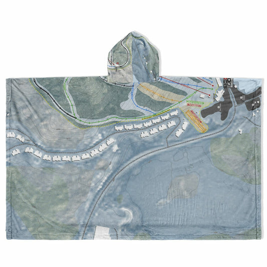 Bousquet Mountain, Massachusetts Ski Resort Map Flannel Blanket Poncho
