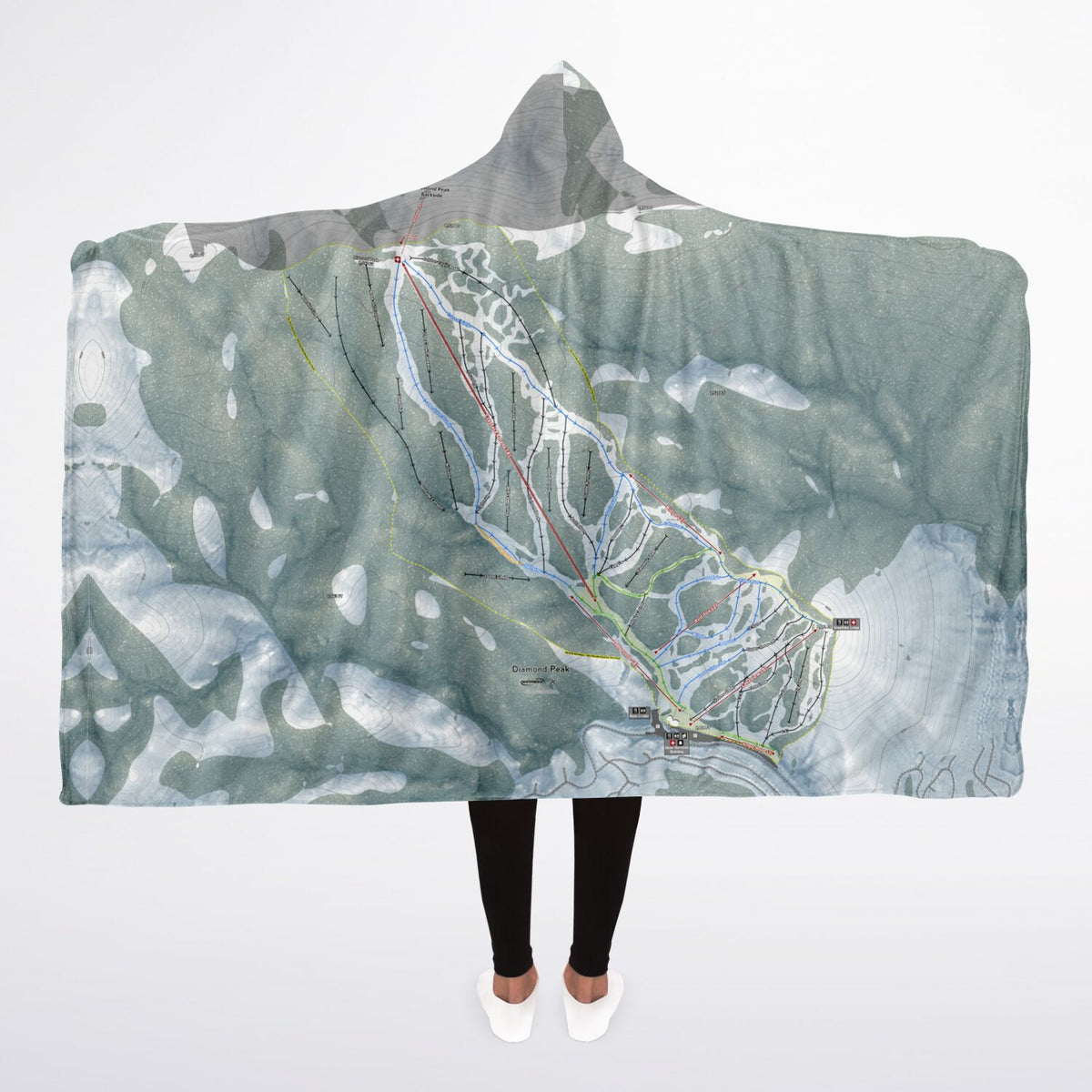 Diamond Peak, Nevada Ski Trail Map - Adult Hooded Blanket