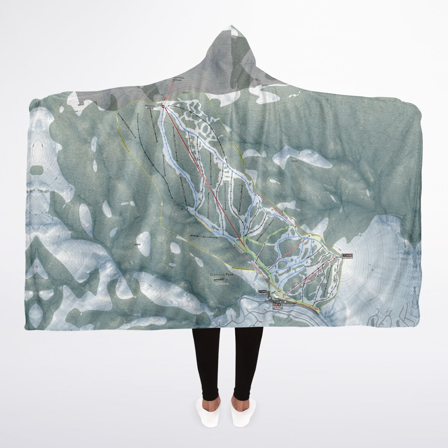 Diamond Peak, Nevada Ski Trail Map - Adult Hooded Blanket