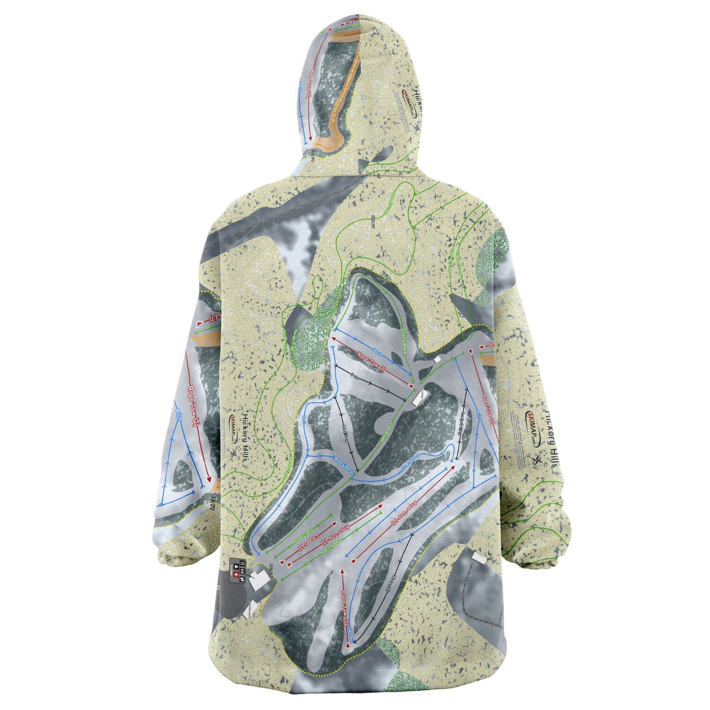 Hickory Hills, Michigan Ski Trail Map Snug Hoodie - Powderaddicts