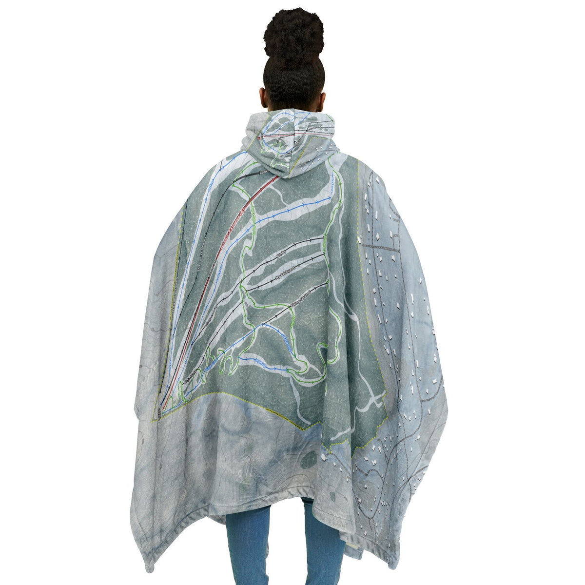 Nordic Valley, Utah Ski Resort Map Flannel Blanket Poncho