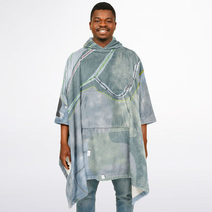 Veterans Memorial, New Hampshire Ski Resort Map Flannel Blanket Poncho