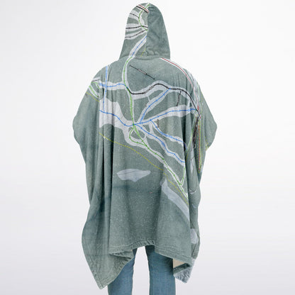 Maverick Mountain, Montana Ski Resort Map Flannel Blanket Poncho