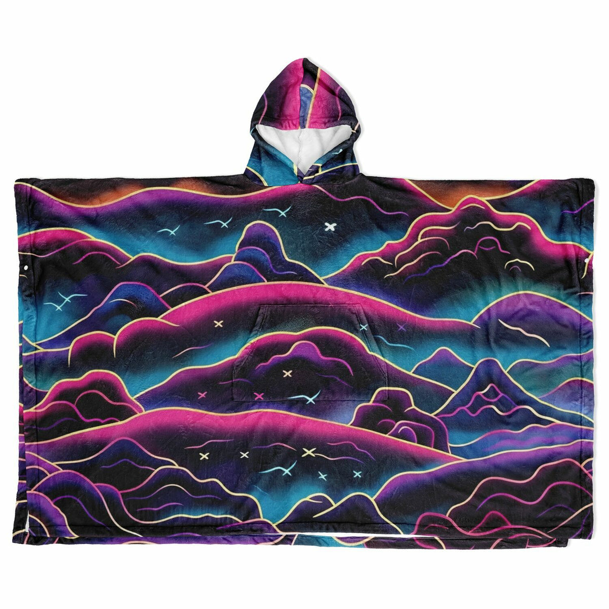 Neon Mountain, Flannel Blanket Poncho