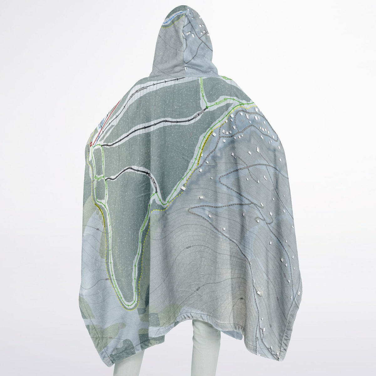 Timberline Mountain, West Virginia Ski Resort Map Flannel Blanket Poncho