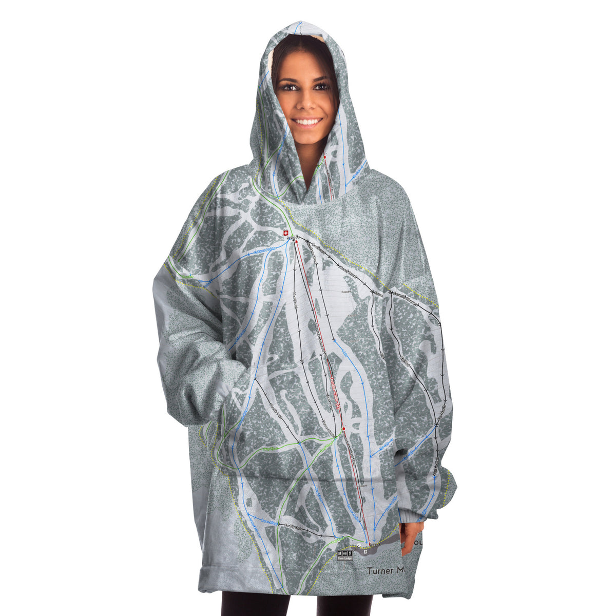 Turner Mountain, Montana Ski Trail Map Snug Hoodie