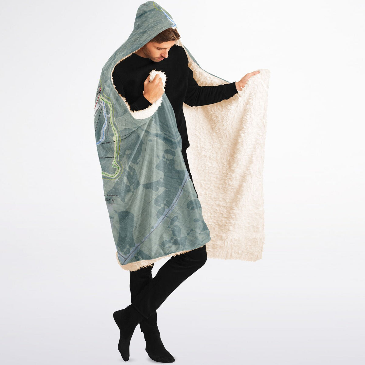 Ragged Mountain, New Hampshire Ski Trail Map - Adult Hooded Blanket