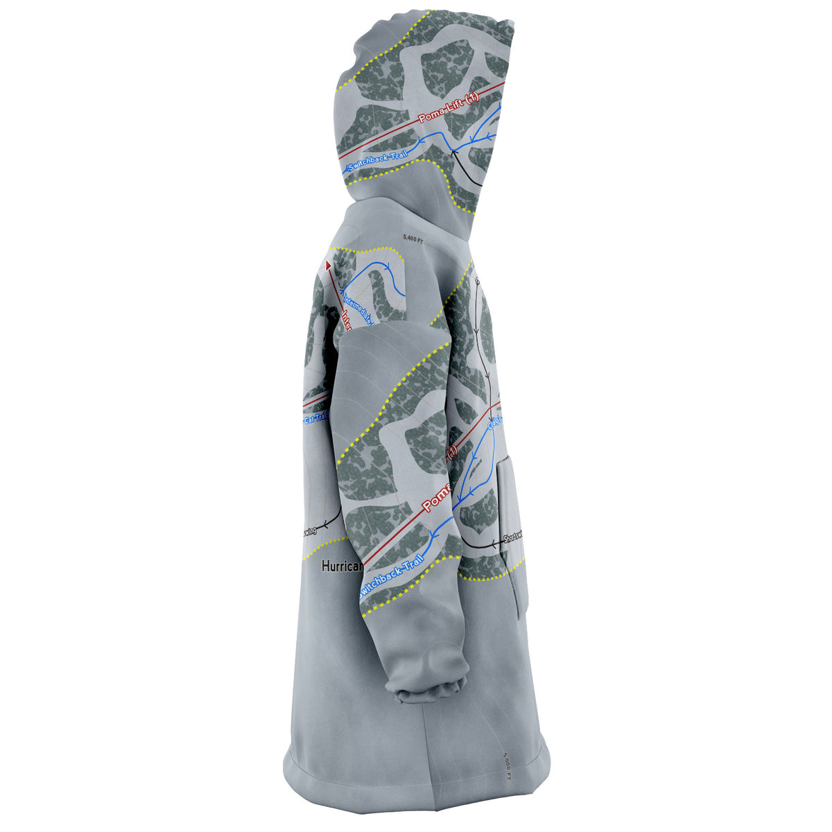 Hurricane Ridge, Washington Ski Trail Map Snug Hoodie