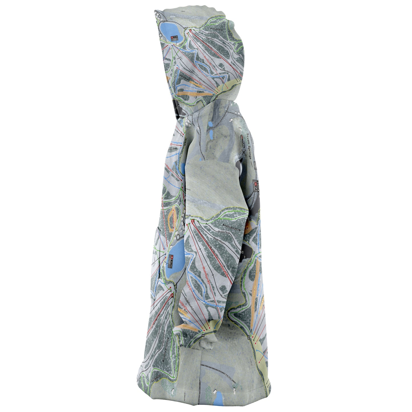 Seven Springs, Pennsylvania Ski Trail Map - Snug Hoodie