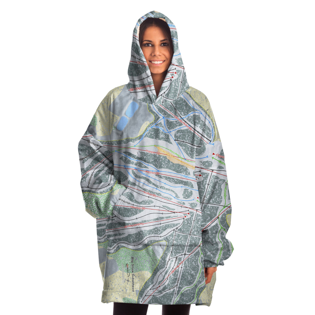 Big Snow Indianhead, Michigan Ski Trail Map Snug Hoodie