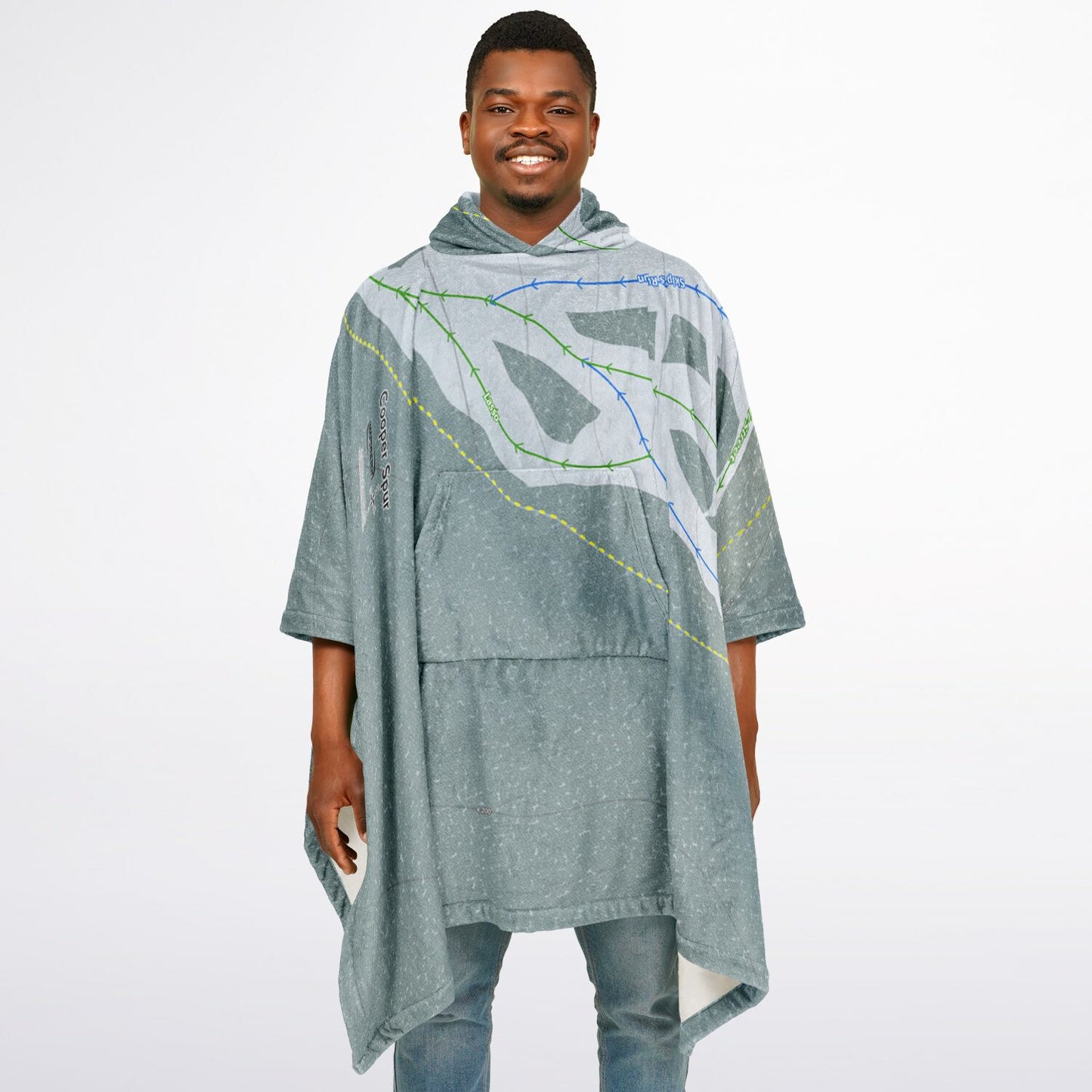 Cooper Spur, Oregon Ski Resort Map Flannel Blanket Poncho