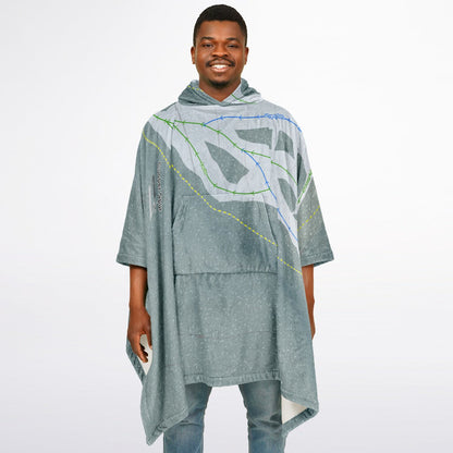 Cooper Spur, Oregon Ski Resort Map Flannel Blanket Poncho