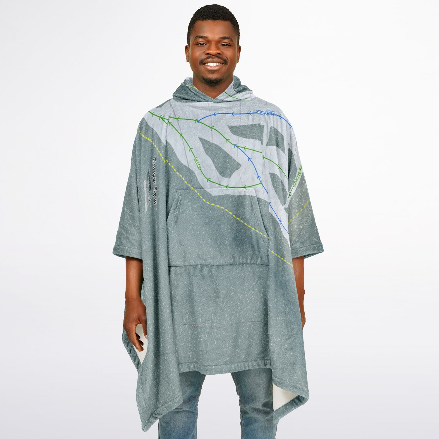 Cooper Spur, Oregon Ski Resort Map Flannel Blanket Poncho