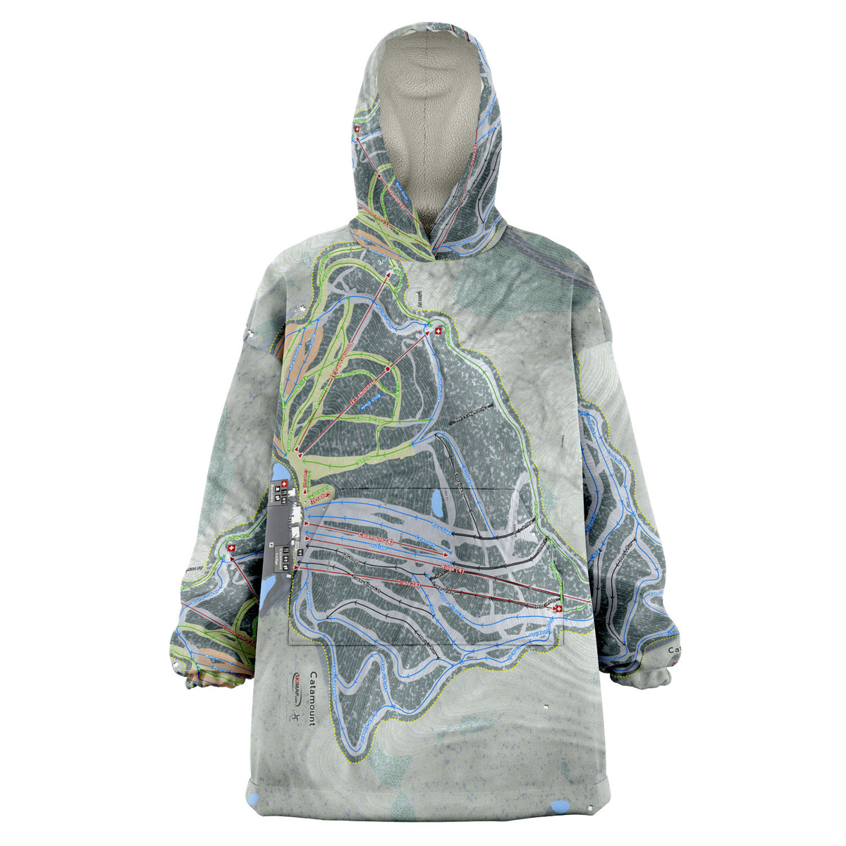 Catamount, New York Ski Trail Map - Snug Hoodie
