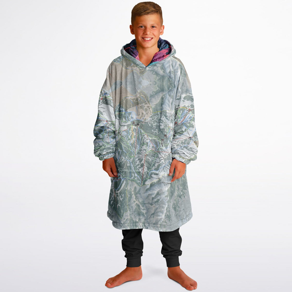 Powder Mountain, Utah Ski Resort Map Youth Reversible Snug Hoodie