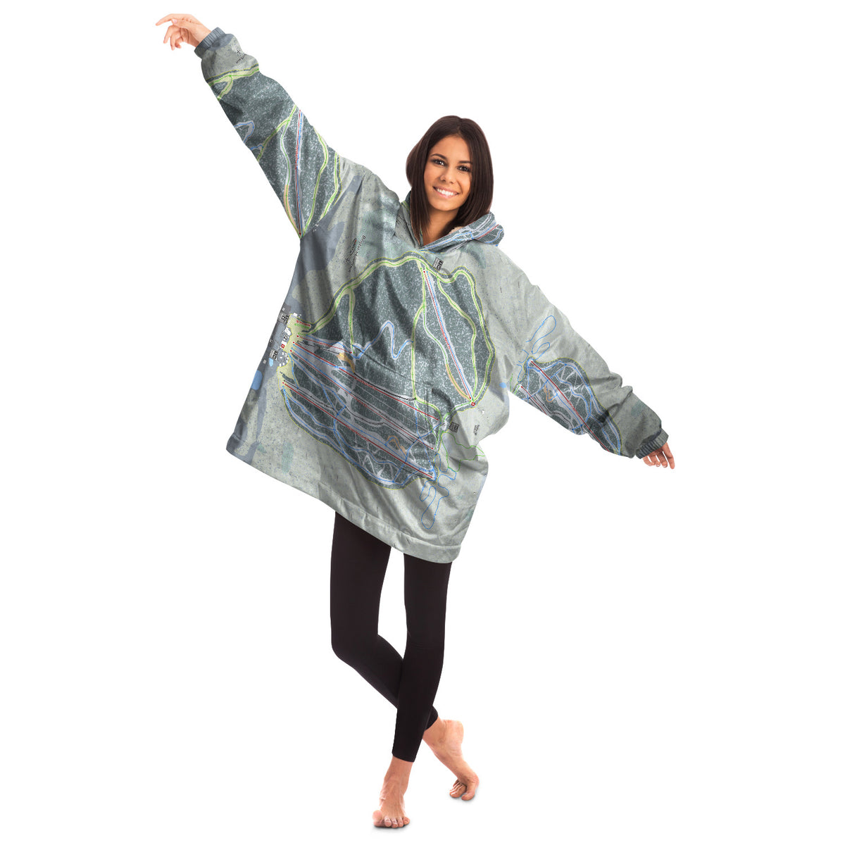 Bristol Mountain, New York Ski Trail Map - Snug Hoodie